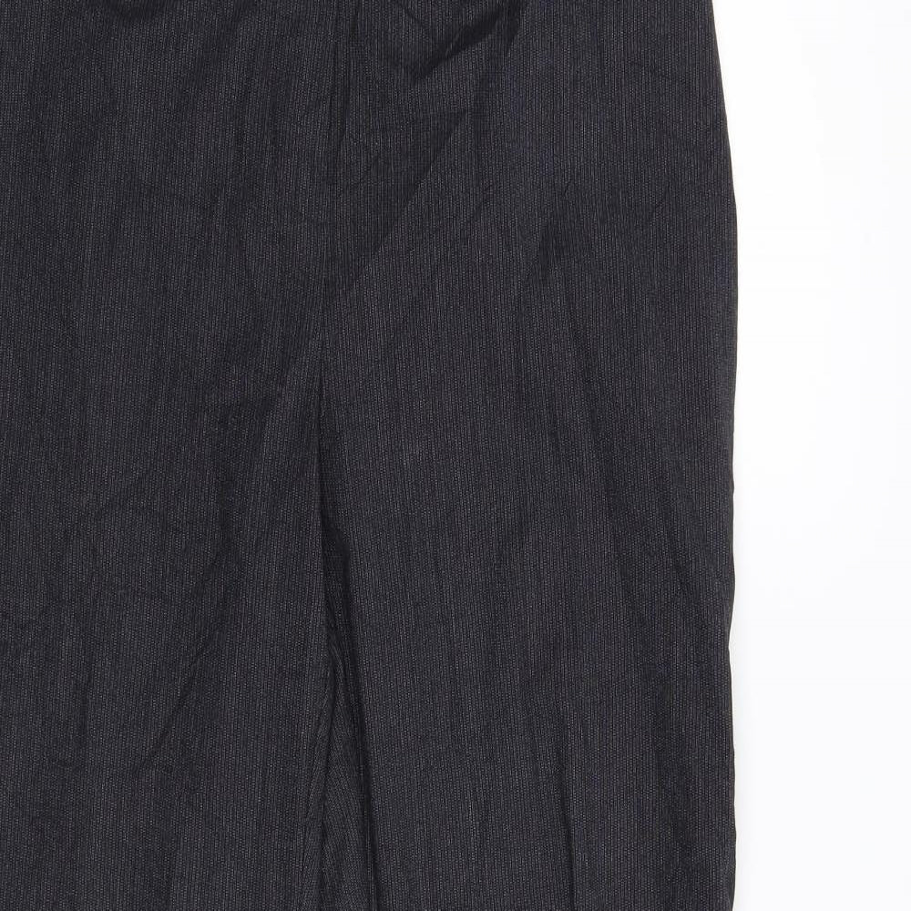 M&S Womens Black Striped  Trousers  Size 12 L30 in