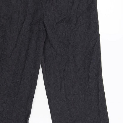 M&S Womens Black Striped  Trousers  Size 12 L30 in