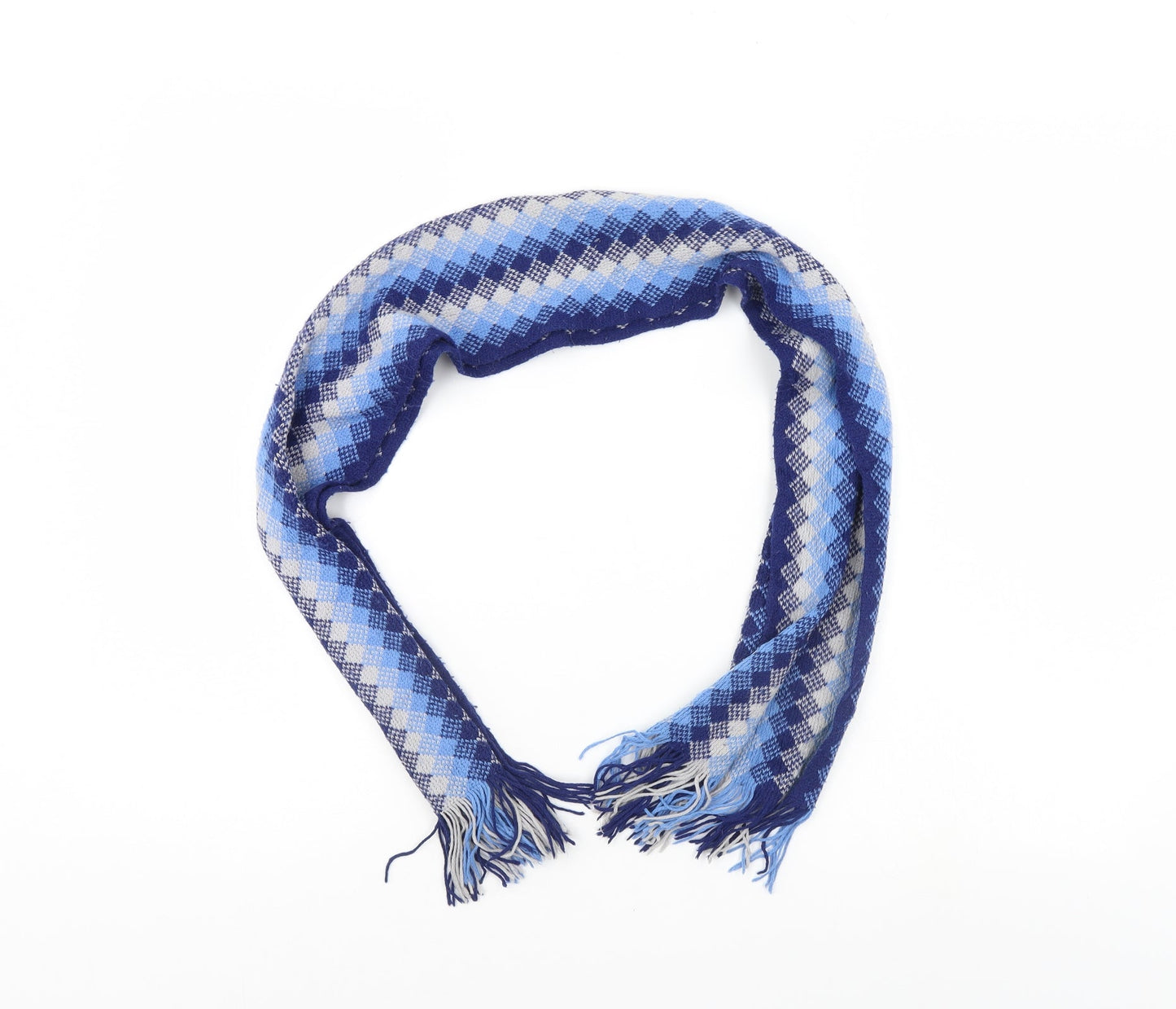 Preworn Unisex Blue Geometric  Scarf  One Size