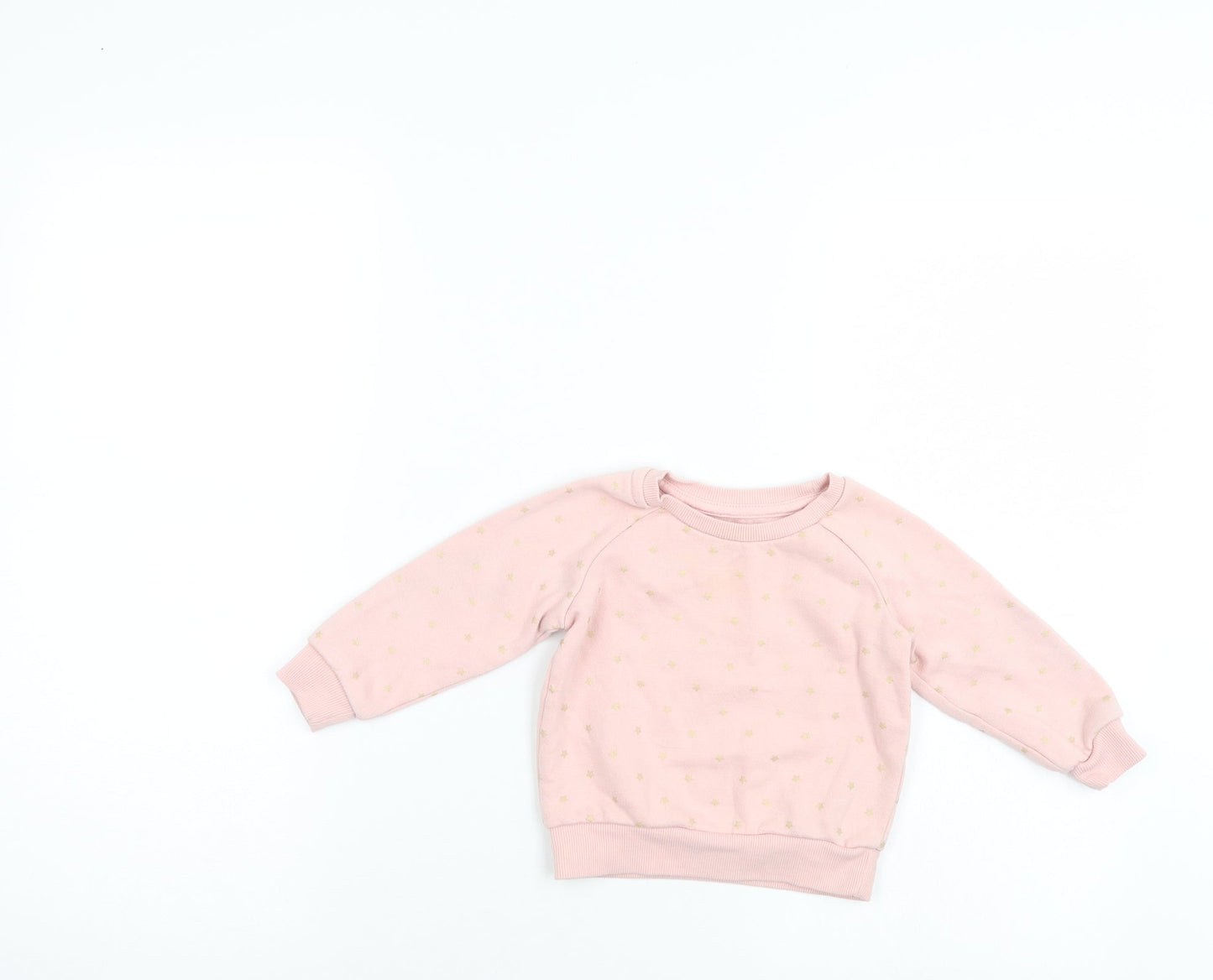 Primark Girls Pink Polka Dot  Pullover Jumper Size 9-12 Months