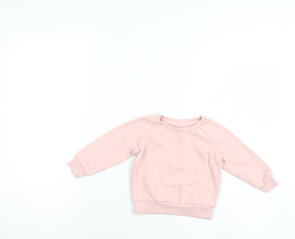 Primark Girls Pink Polka Dot  Pullover Jumper Size 9-12 Months