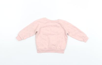 Primark Girls Pink Polka Dot  Pullover Jumper Size 9-12 Months