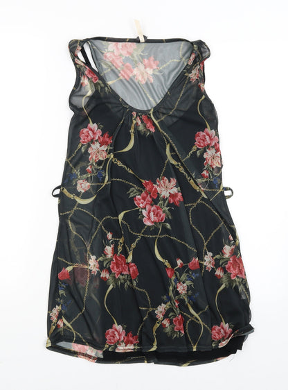 RIBBON  Womens Black Floral  A-Line  Size 8
