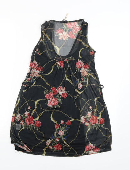 RIBBON  Womens Black Floral  A-Line  Size 8