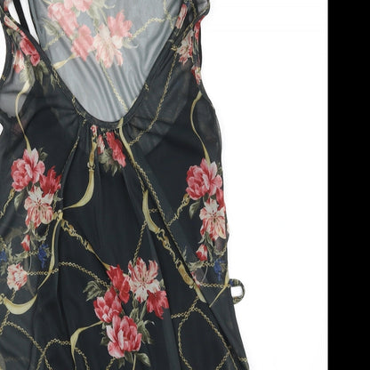 RIBBON  Womens Black Floral  A-Line  Size 8