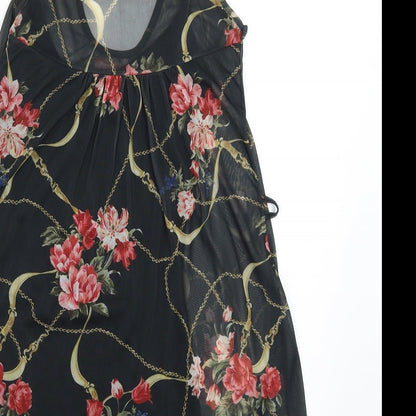 RIBBON  Womens Black Floral  A-Line  Size 8