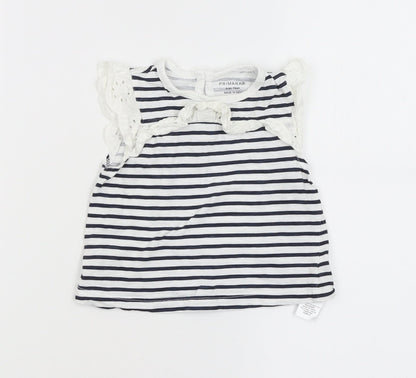 Primark Girls White Striped  A-Line  Size 6-9 Months