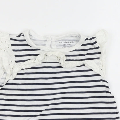 Primark Girls White Striped  A-Line  Size 6-9 Months