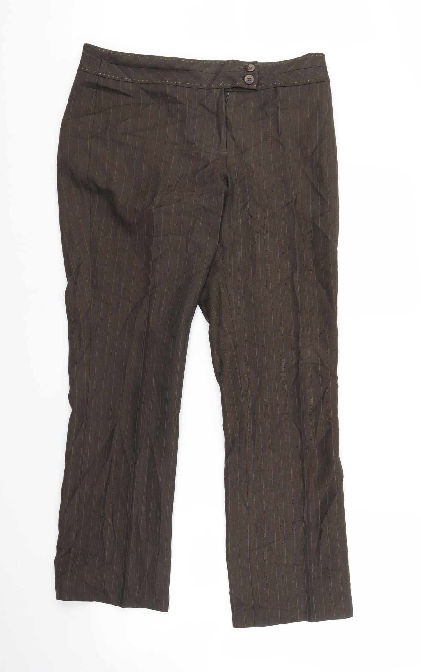 F&F Womens Brown Striped  Trousers  Size 12 L28 in