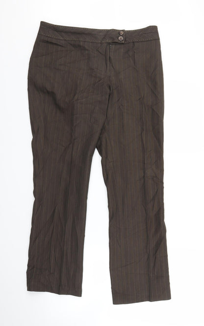 F&F Womens Brown Striped  Trousers  Size 12 L28 in