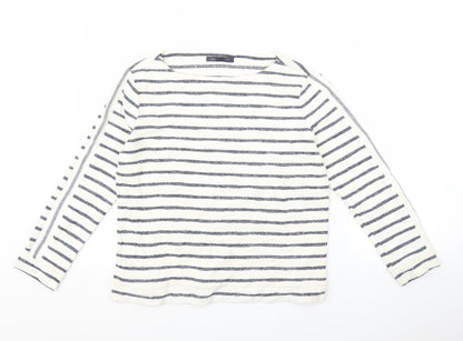 Marks & Spencer Womens White Striped  Pullover Jumper Size 10