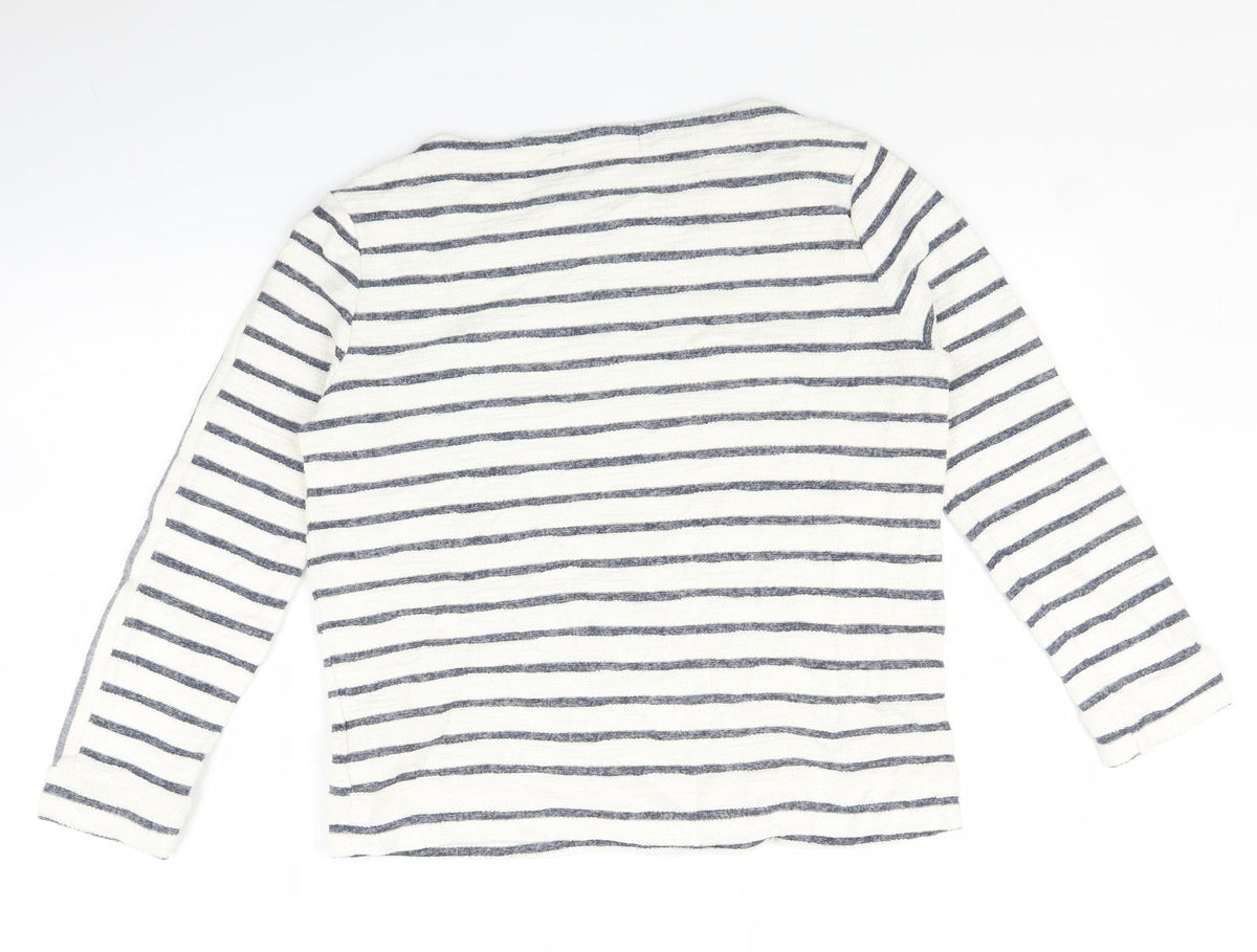Marks & Spencer Womens White Striped  Pullover Jumper Size 10