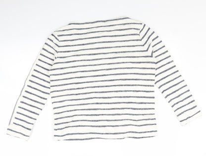 Marks & Spencer Womens White Striped  Pullover Jumper Size 10