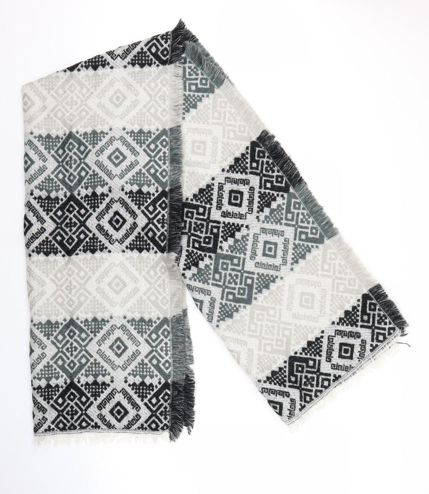 Preworn Womens Black Geometric   Scarf