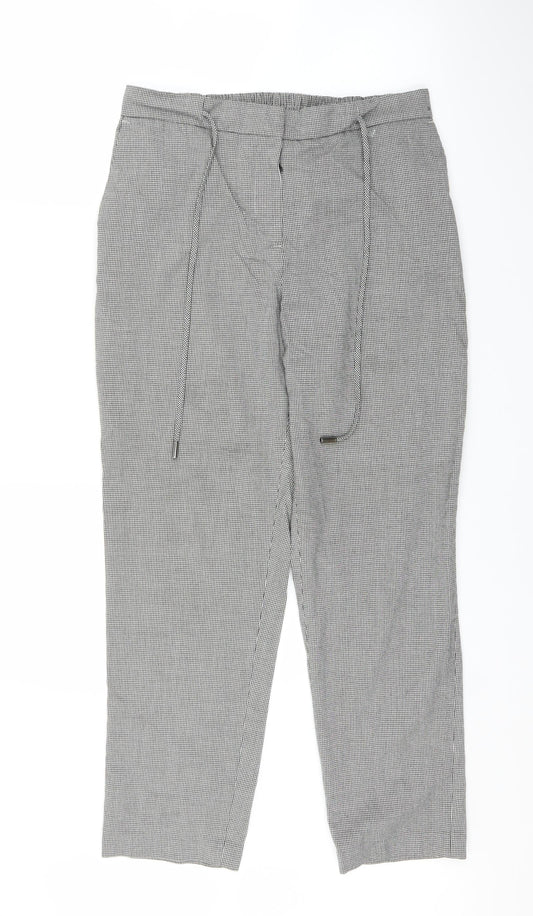 Carolina Belle Womens Grey Houndstooth  Trousers  Size L L25 in
