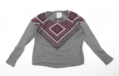 H&M Mens Grey Geometric  Pullover Jumper Size S