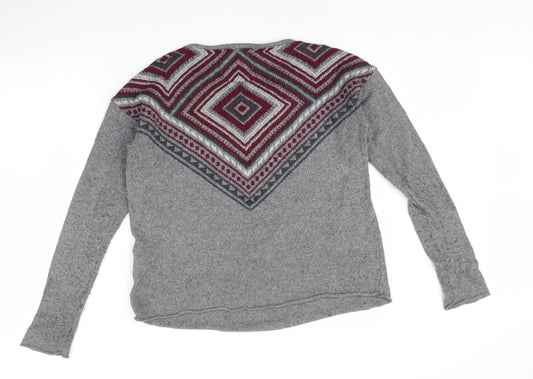 H&M Mens Grey Geometric  Pullover Jumper Size S