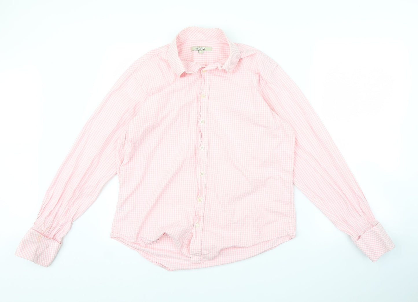 Mens UK Size L Moto Pink  Button-Up Long Sleeve Casual Shirt