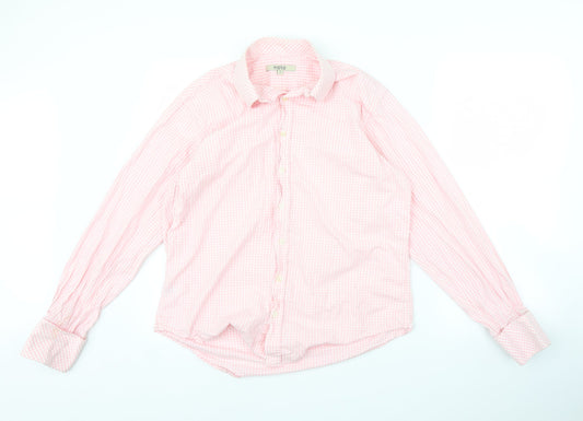 Mens UK Size L Moto Pink  Button-Up Long Sleeve Casual Shirt
