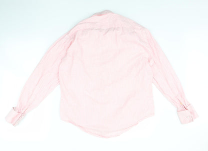 Mens UK Size L Moto Pink  Button-Up Long Sleeve Casual Shirt