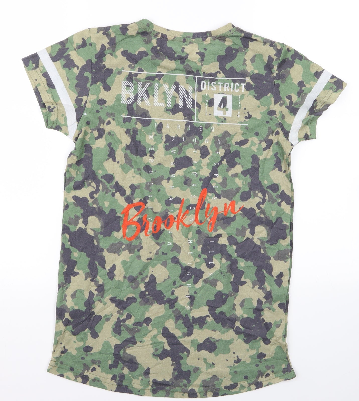 Primark Girls Green Camouflage Rayon Basic T-Shirt Size 12 Years  - brooklyn
