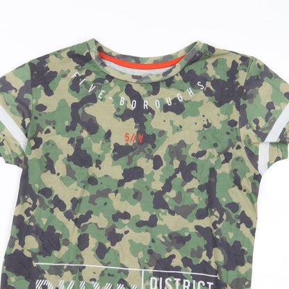 Primark Girls Green Camouflage Rayon Basic T-Shirt Size 12 Years  - brooklyn