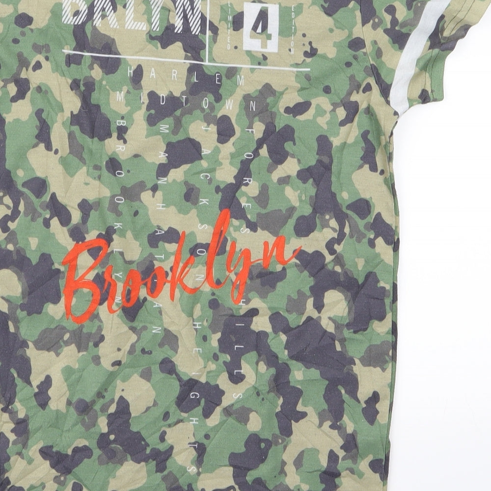 Primark Girls Green Camouflage Rayon Basic T-Shirt Size 12 Years  - brooklyn