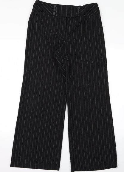 m&s Womens Black Striped  Trousers  Size 12 L38 in