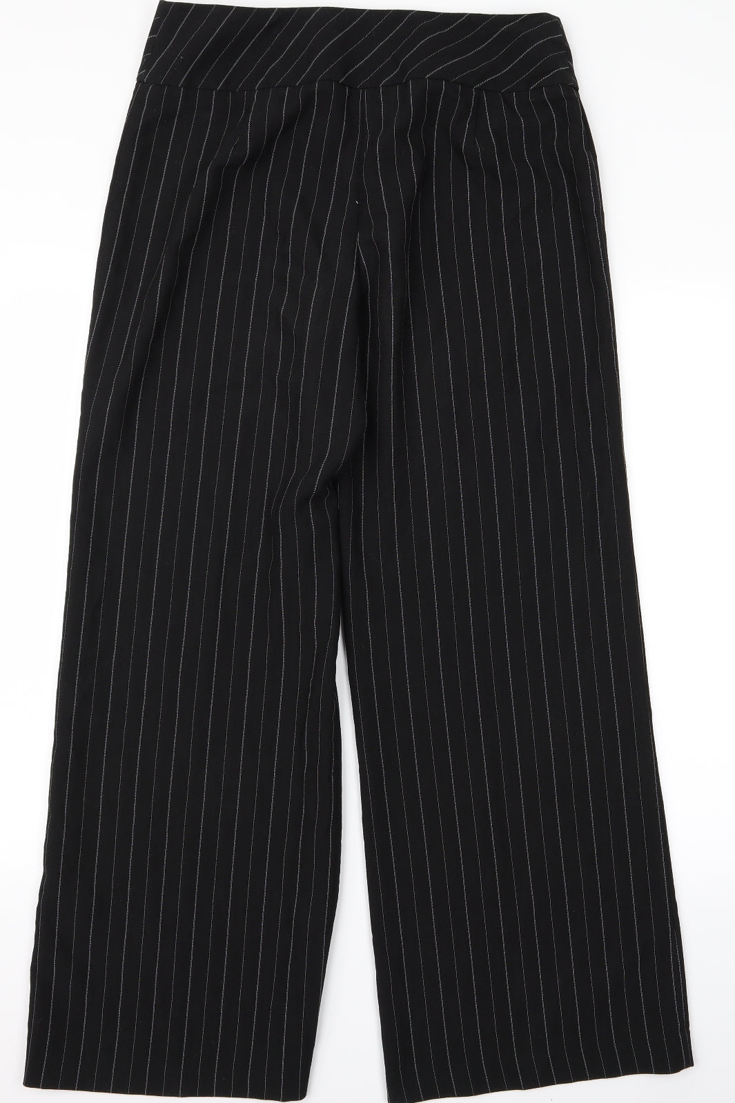 m&s Womens Black Striped  Trousers  Size 12 L38 in