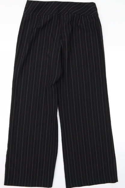 m&s Womens Black Striped  Trousers  Size 12 L38 in