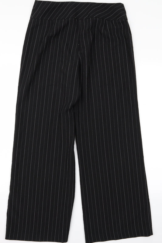 m&s Womens Black Striped  Trousers  Size 12 L38 in