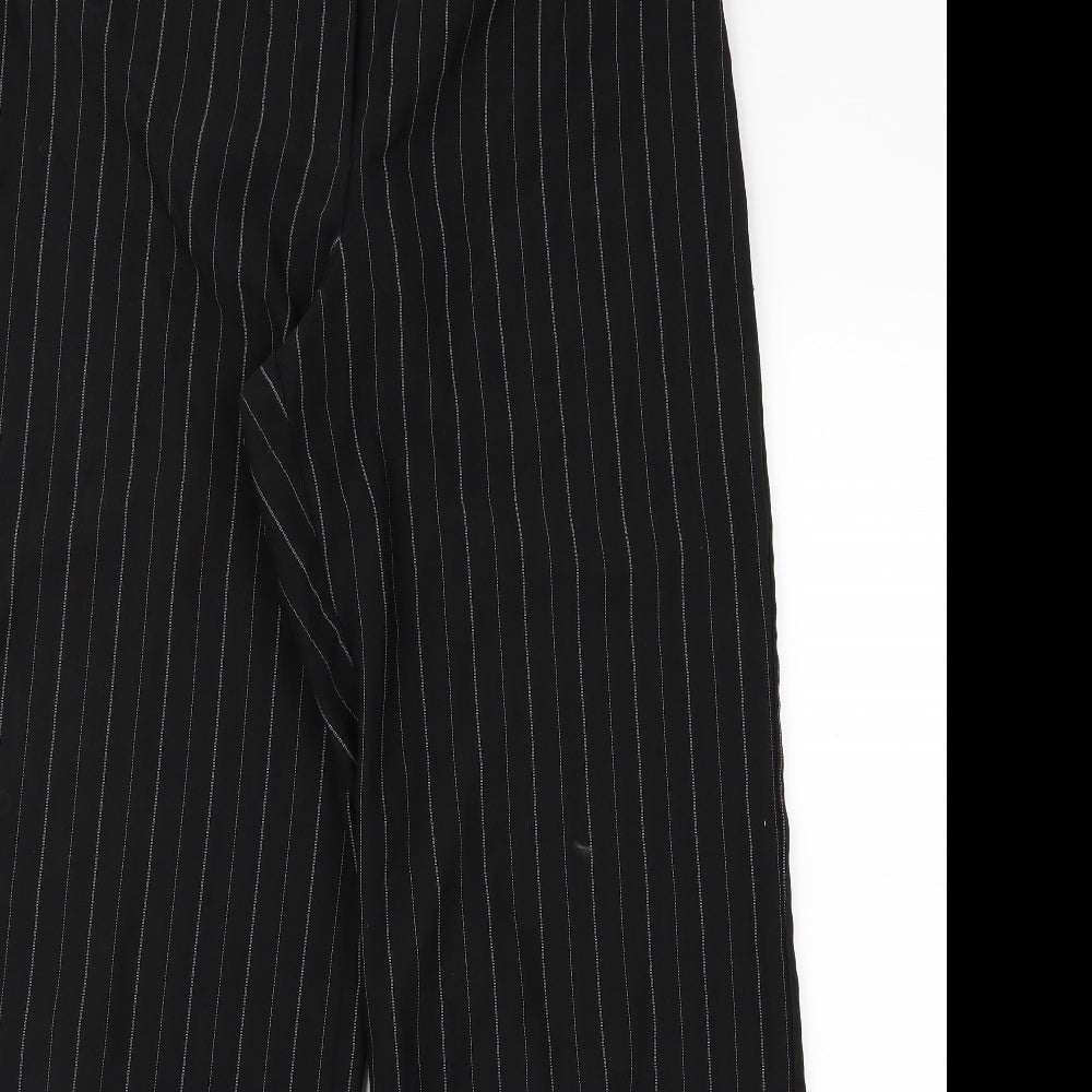 m&s Womens Black Striped  Trousers  Size 12 L38 in