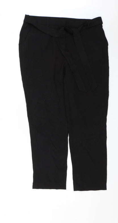 Womens UK Size 14 Kiabi Regular Fit Dress Pants Black Trousers