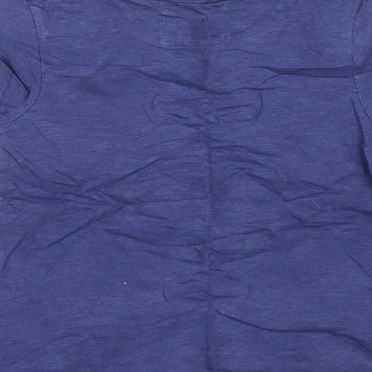 Brand and care label for Tu girls’ blue basic t-shirt, size 6, years