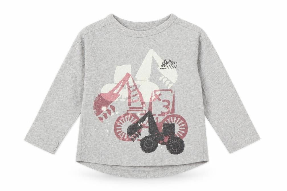Front view of Next Baby Grey Basic T-Shirt, size 12-18, Months - Trucks