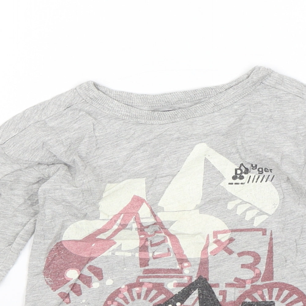 Close-up detail of Next Baby Grey Basic T-Shirt, size 12-18, Months - Trucks