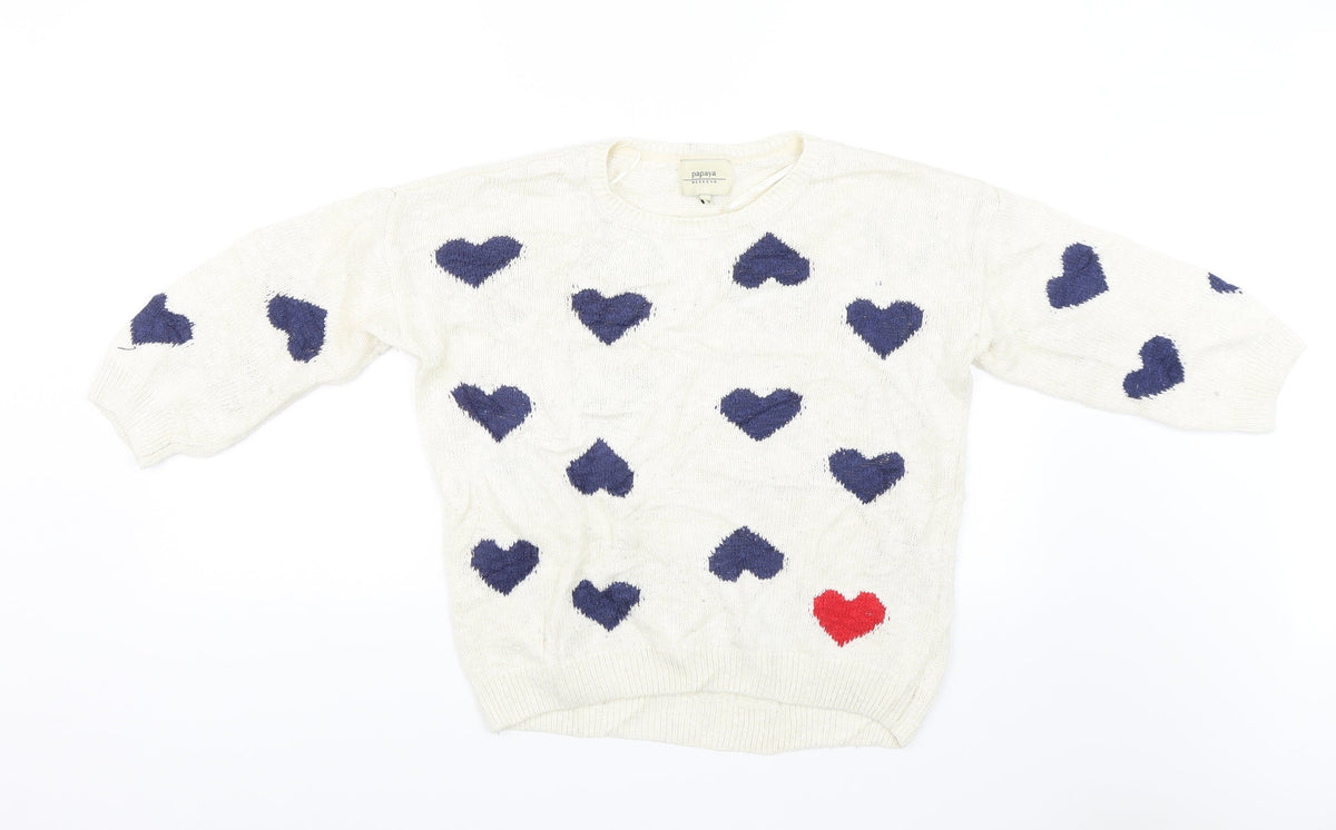 Additional front view of Papaya women’s white jumper, size M
