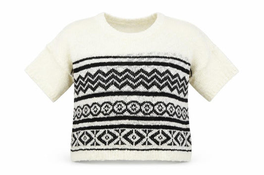 Peacocks Womens White Geometric  Pullover Jumper Size M