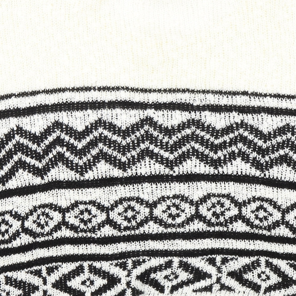 Peacocks Womens White Geometric  Pullover Jumper Size M