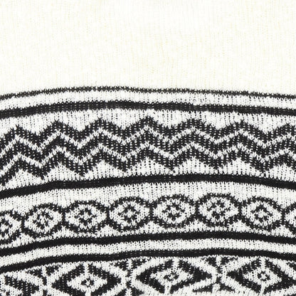Peacocks Womens White Geometric  Pullover Jumper Size M