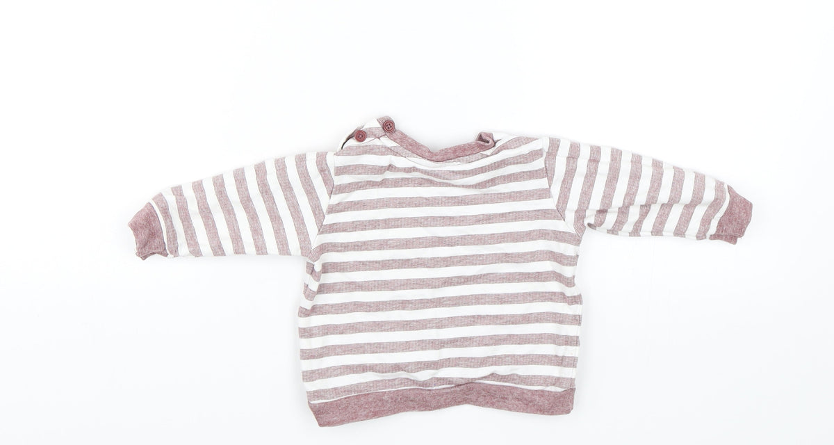 Back view of Matalan Baby White Striped jumper, size 3-6, Months