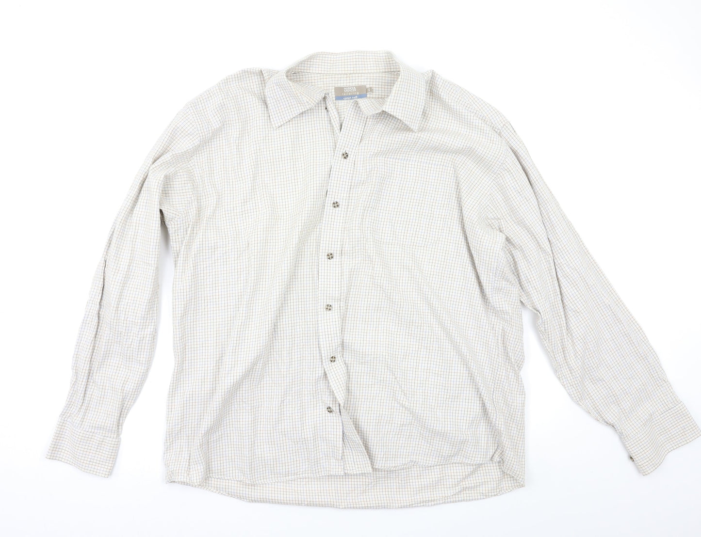 Mens UK Size 46 M&S Multicoloured  Button-Up Long Sleeve Casual Shirt