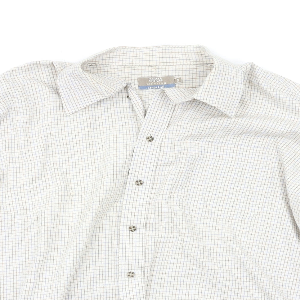 Mens UK Size 46 M&S Multicoloured  Button-Up Long Sleeve Casual Shirt