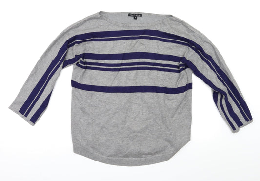 Cable & Gauge Womens Multicoloured Striped  Pullover Jumper Size M
