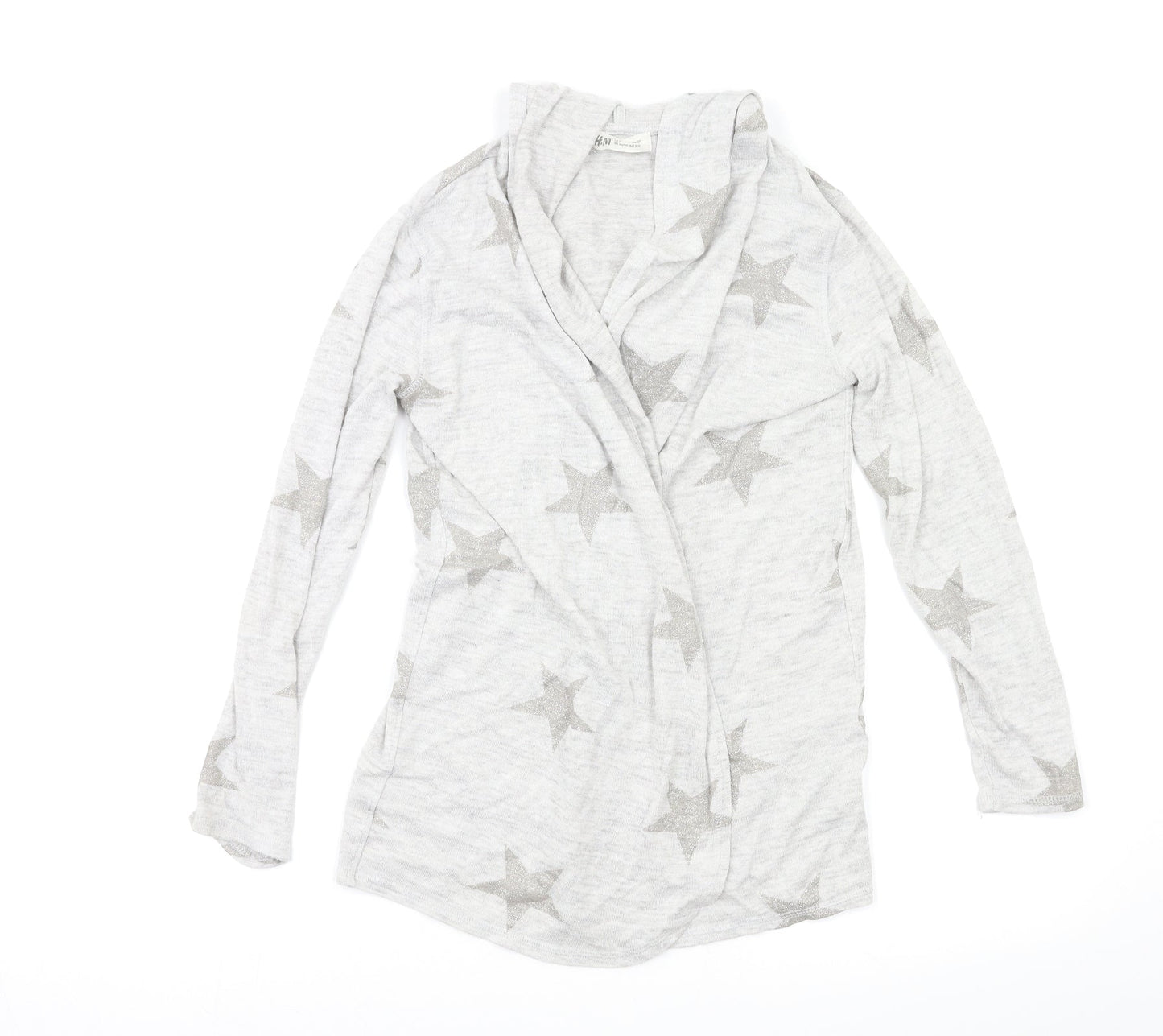 H&M Girls Grey Geometric  Cardigan Jumper Size 10-11 Years