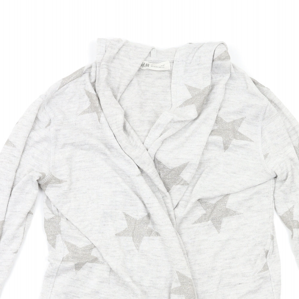 H&M Girls Grey Geometric  Cardigan Jumper Size 10-11 Years