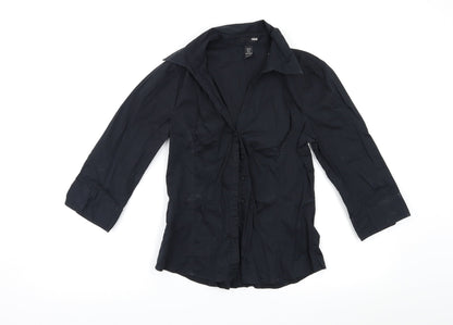 Womens UK Size 10 H&M Black Basic Button-Up
