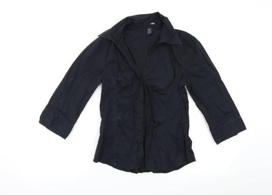 Womens UK Size 10 H&M Black Basic Button-Up