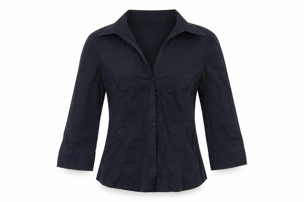 Womens UK Size 10 H&M Black Basic Button-Up