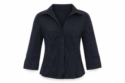 Womens UK Size 10 H&M Black Basic Button-Up